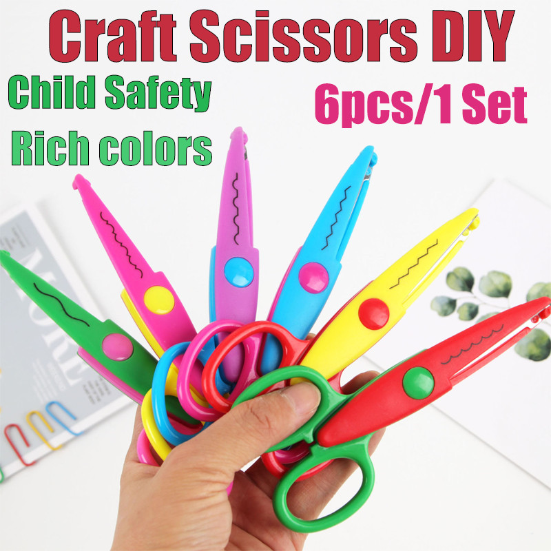 Kids Safety Scissors 6pcs Set DIY Scrapbooking Tools Decorative Edge ...