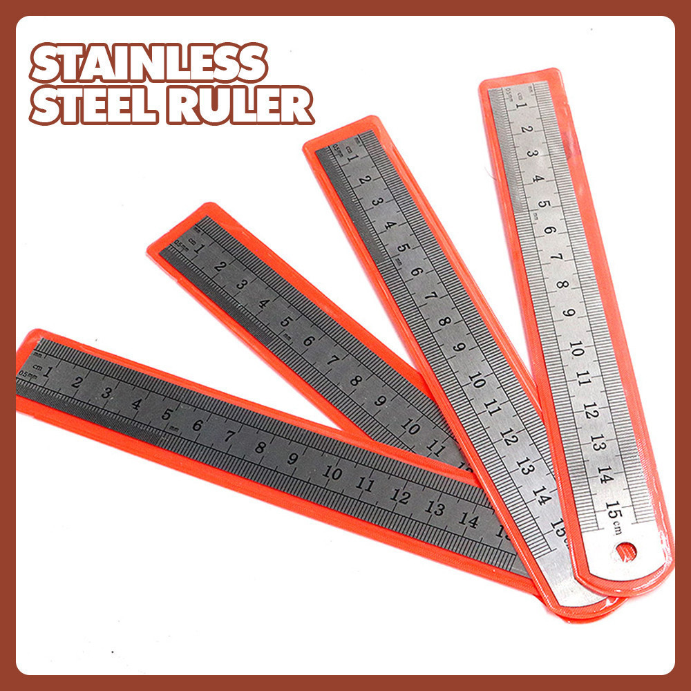 5PCS Stainless Steel Ruler Set 15/20/30cm Metal Aluminum Ruler Drawing ...
