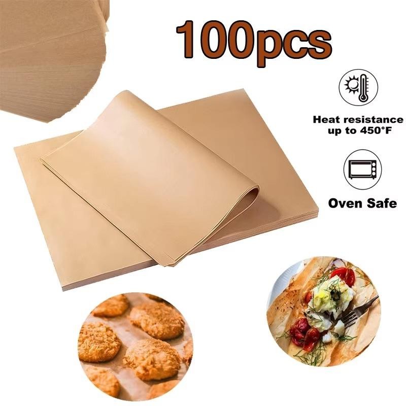 100pcs Kraft Parchment Oil Resistant Paper Food Grade Disposable ...