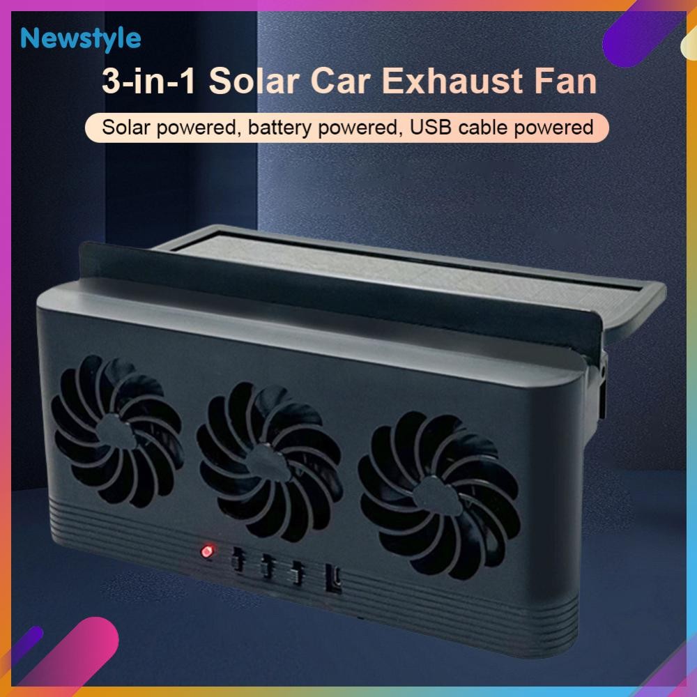 Solar Car Exhaust Fan with 3 Air Outlets Car Radiator Cooling Car ...
