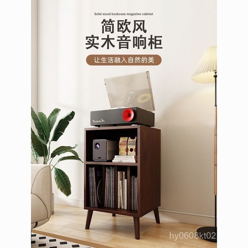 Vintage Floor Lamp CD Solid Wood Storage Cabinet Magazine Rack Speaker ...