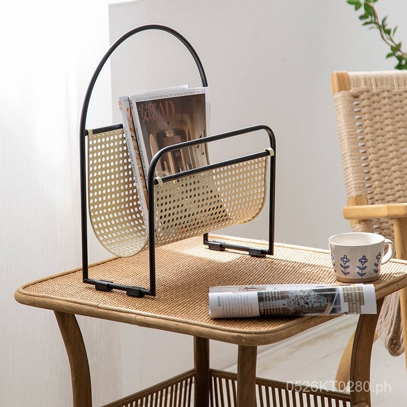 Office Magazine Rack Iron Art Simple Magazine Holder Creative Rattan ...