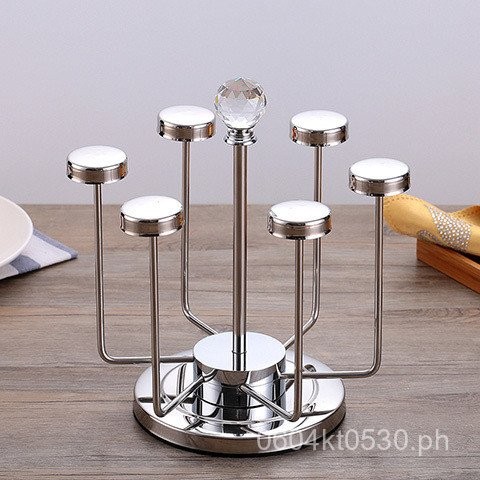 Rotating Cup Brush Holder Drain Rack with Stainless Steel Tea Cup ...