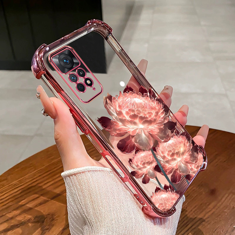Case For Redmi Note 11 11s Pro 4g 5g Phone Case Glowing Lotus Flower 