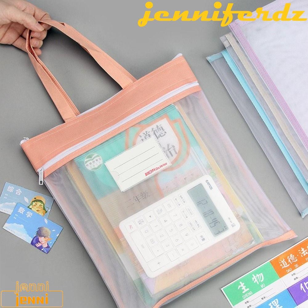 JENNIFERDZ A4 Mesh File Folders Transparent Durable Storage Bags ...