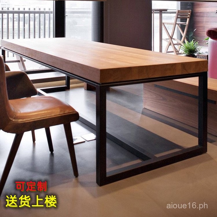 Solid Wood Office Desk Study Long Table Dining Table Simple Minimalist ...