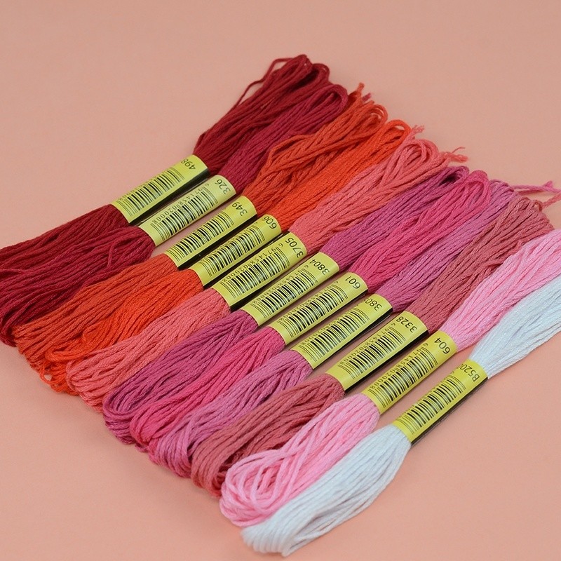 5 Skeins DMC Pink Cross Stitch Threads - Colors 3805, 3328, 604 - Light ...