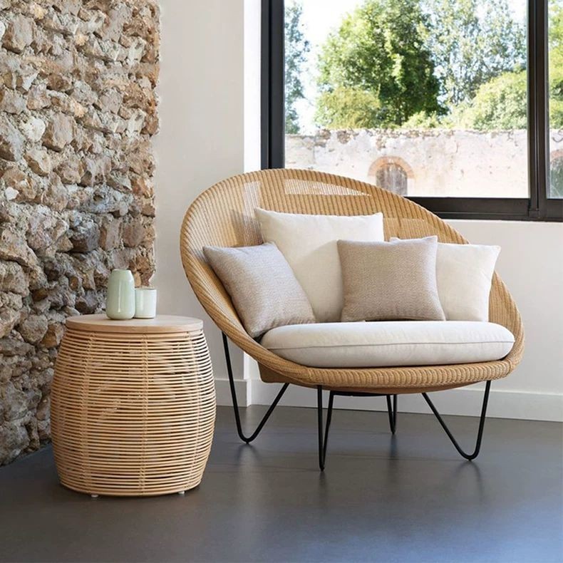 B & B Hotel Lazy Recliner Round Rattan Sofa Outdoor Garden Courtyard ...