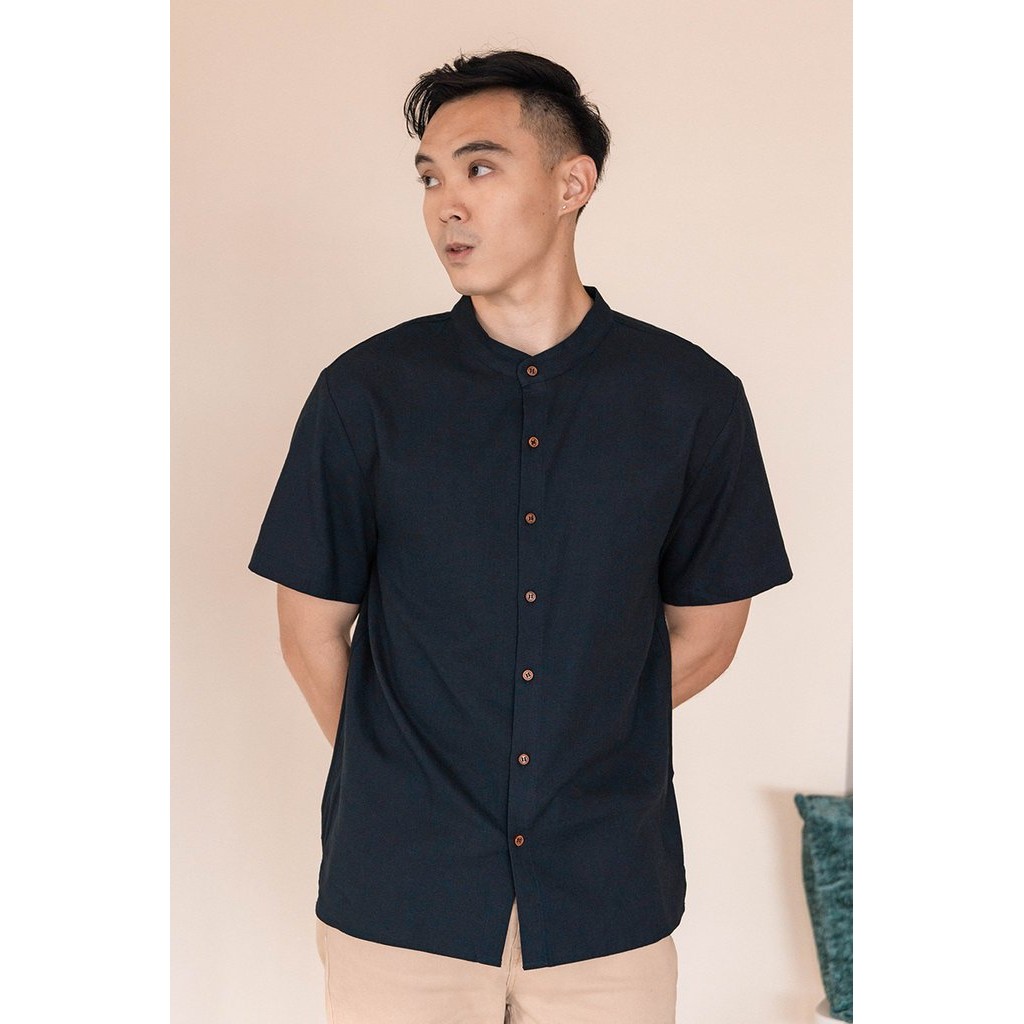 Dear Lyla Hans Mandarin Collar Shirt (Midnight) | Shopee Philippines