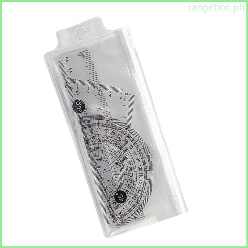 RAN 4 Pcs Geometry Math Set 15cm Ruler Set Plastic Protractor Rulers ...