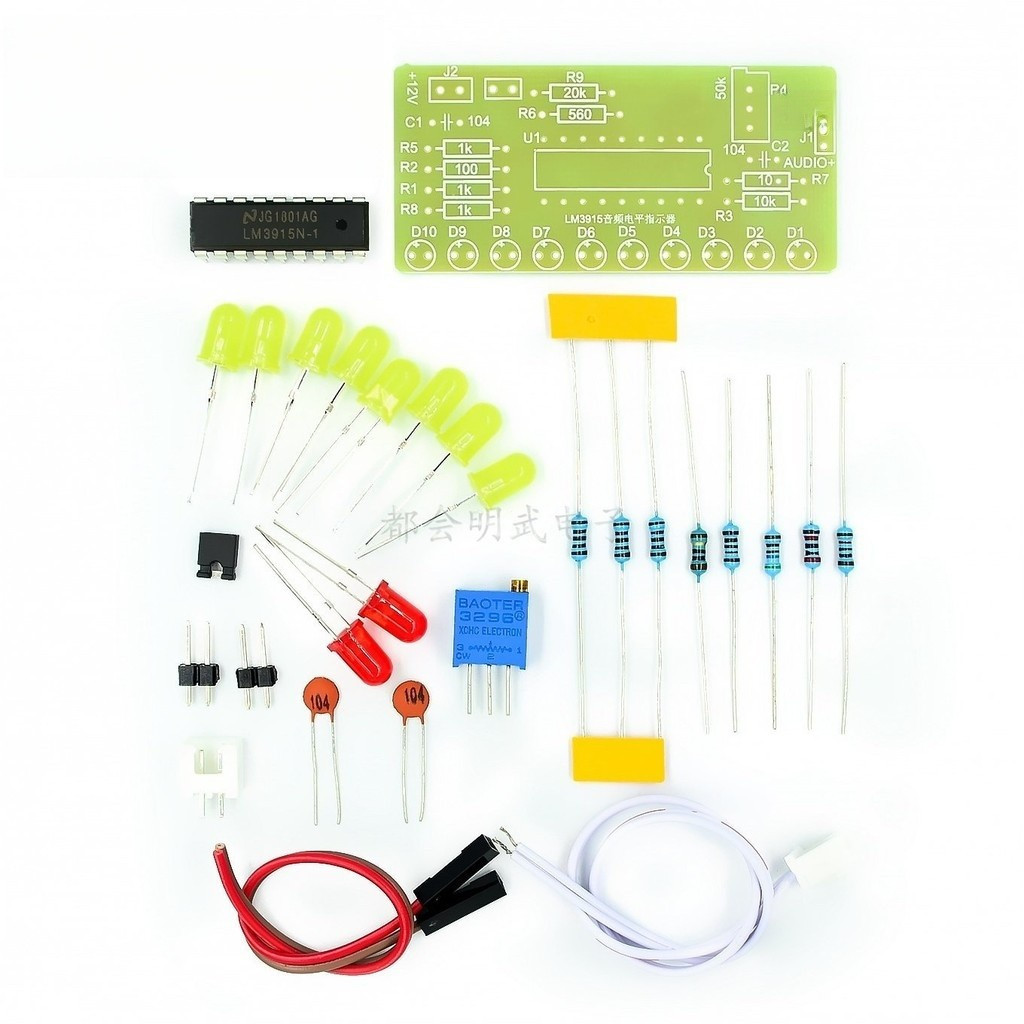 Produktbild von LM3915 DIY-Kit – 10 LED Audio-Pegelanzeige, Sound-Spektrumanalysator, Für Elektronik-Lernprojekte