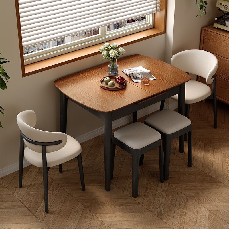 Nordic Walnut Solid Wood Foldable Dining Table Retractable Household ...