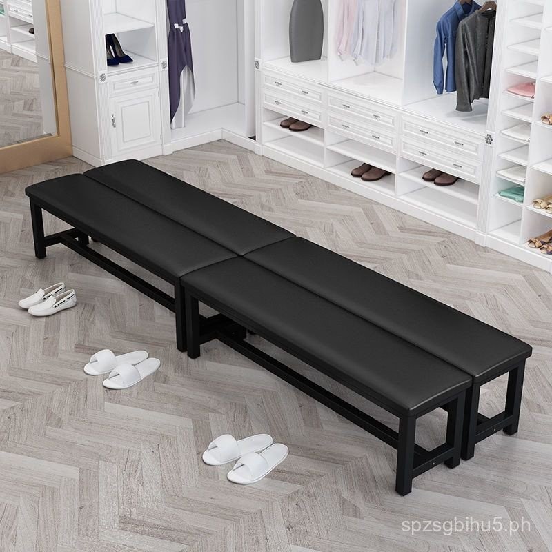 Solid Wood Bench Shoe Changing Bench Gym Long Bench Soft Cushion ...