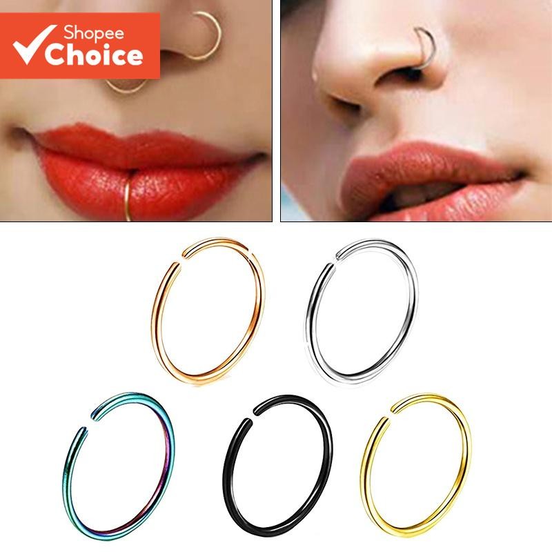 1PC Fake Piercing Nose Hoop Ring Labret Lip Ring Rook Piercing ...