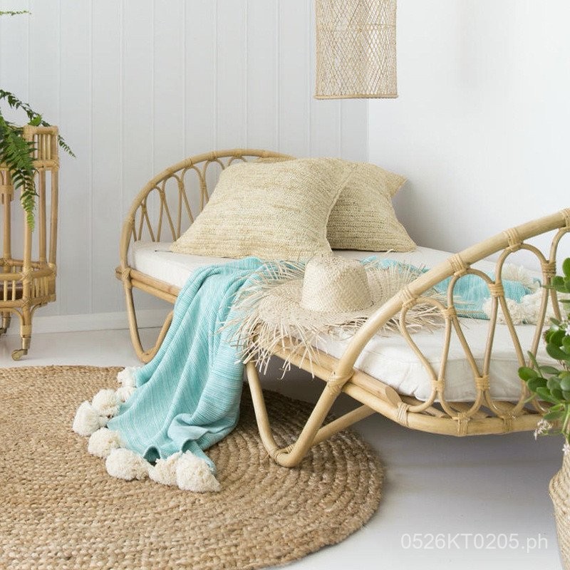 ins Japanese Style Rattan Bed Hotel Children's Bed Real Rattan Kids Bed ...
