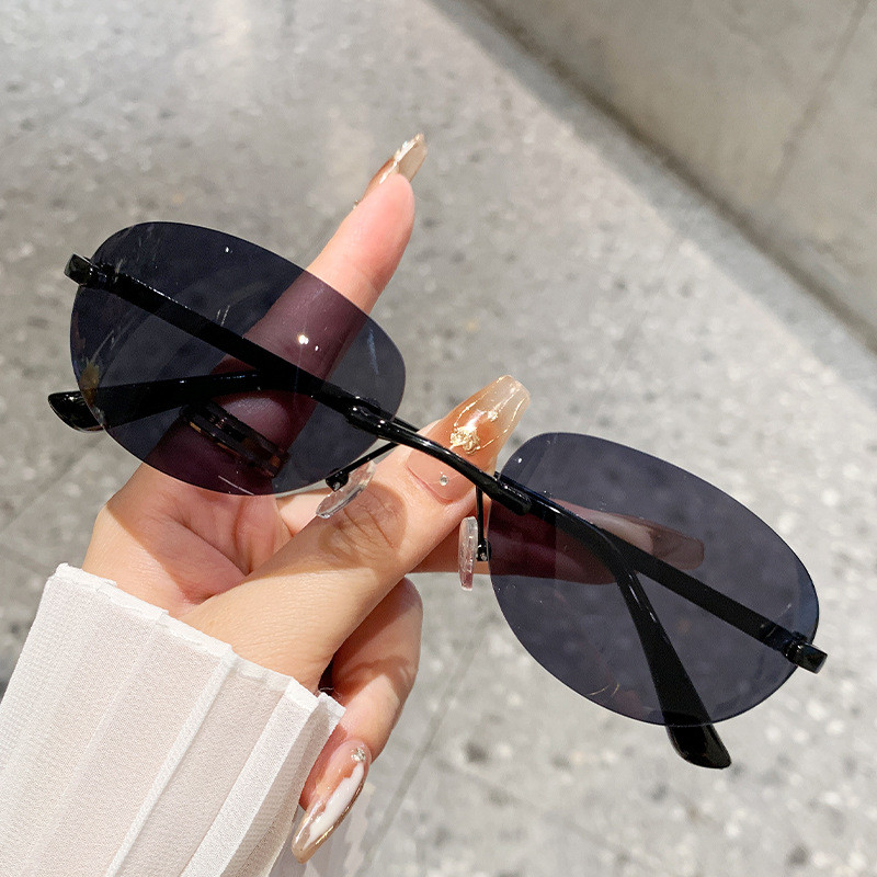 Women Small Frame Cat Eye Sunglasses Vintage Fashion UV400 Protection Sun  Glasses for Men Popular Punk Outdoor Rimless Goggles