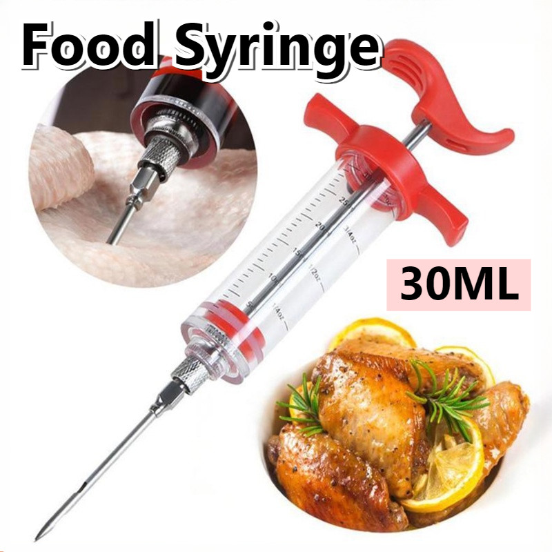 30ml Food Syringe Meat Marinade Cooking Syringe Injector Stainless ...