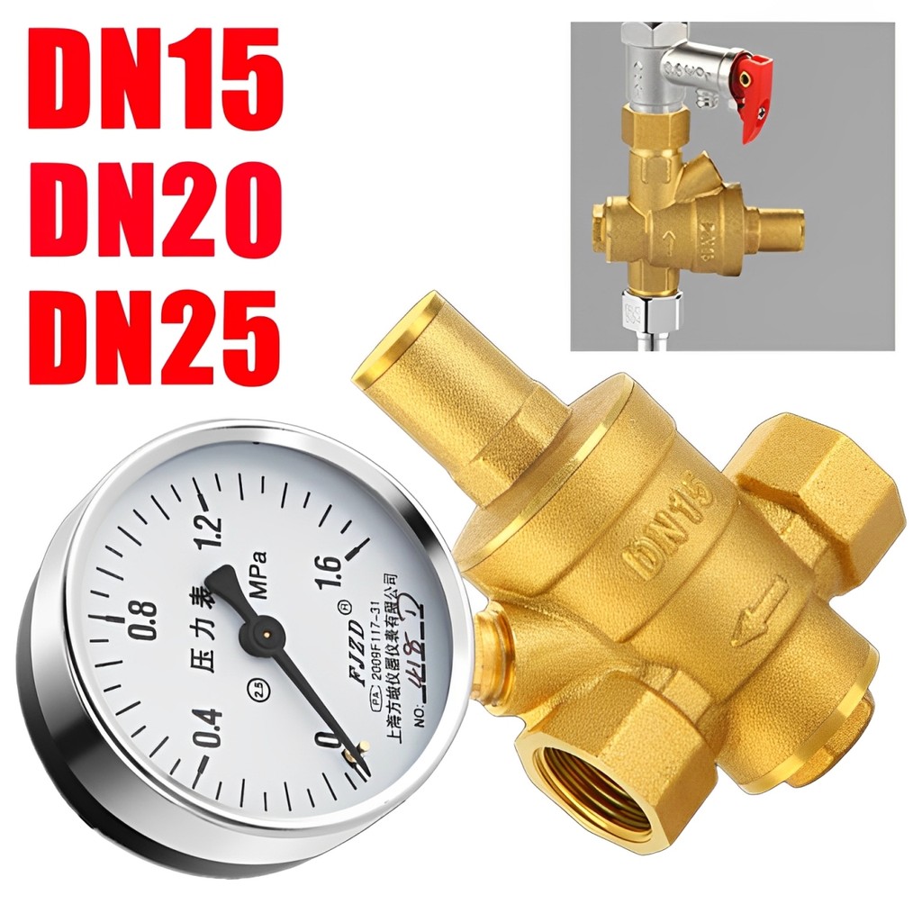 Brass Adjustable Water Pressure Regulator Valve Reducing Reducer Valve ...