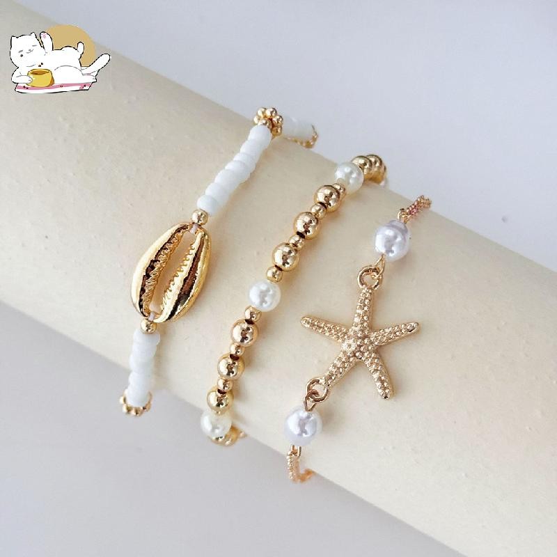 3 Piece Shell Anklets Beaded Shell Anklets for Women,Shell Anklets,with ...
