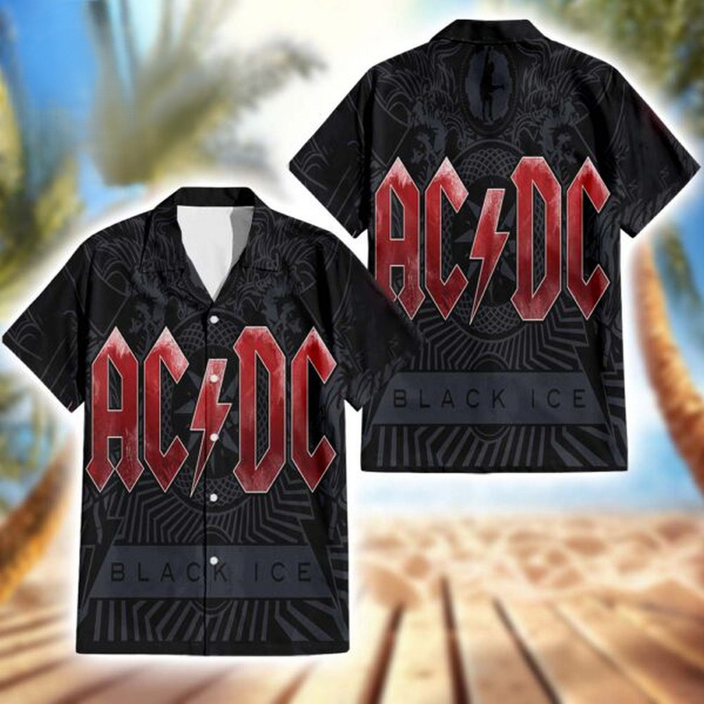 AC DC Rock Band Album Black Ice Aloha Summer 2025 Hawaiian Shirt Summer ...