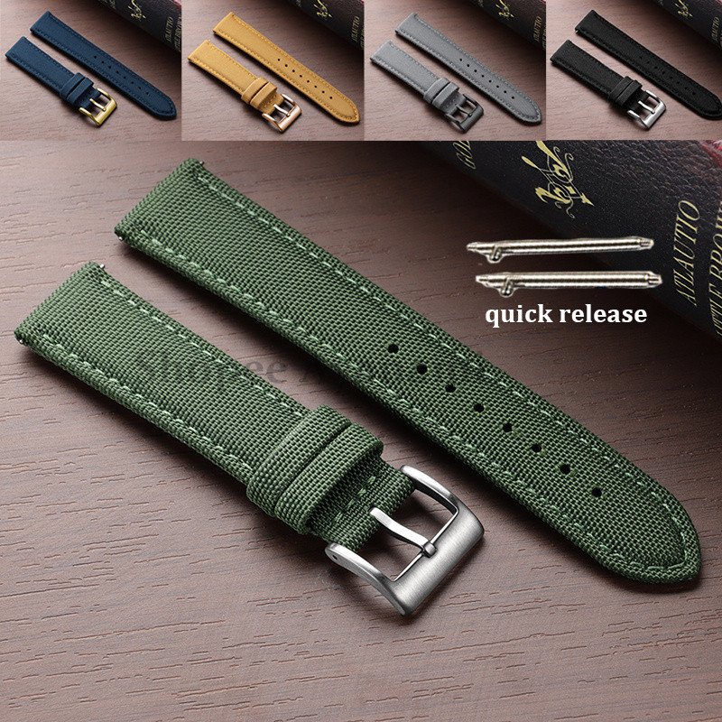 Premium Two-Sided Nylon Watch Strap 20mm 22mm Quick Release Sailcloth ...