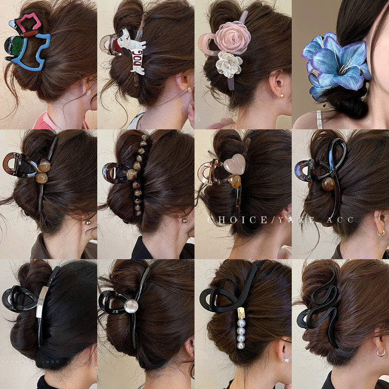 Ear Spring Accessories Flower Grab Clip Large Size Female Back Head ...