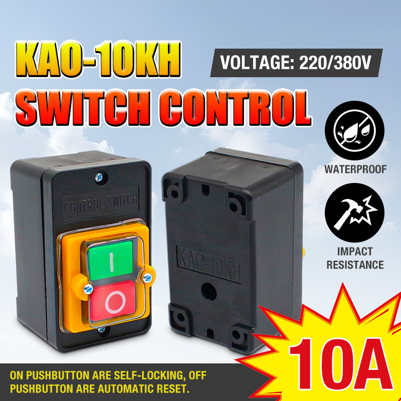 Waterproof On/Off KAO-10 220V/380V 10A Button Switch 3P, Three Phase ...