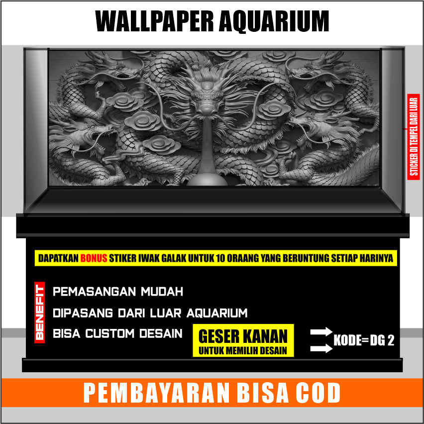 Aquarium Sticker, 3D Aquarium Background, 3D Rear Aquarium Wallpaper ...