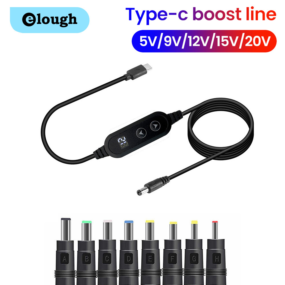 Elough Type C To DC Power Boost Cable 5V/9V/12V/15V/20V Boost Line 8 ...