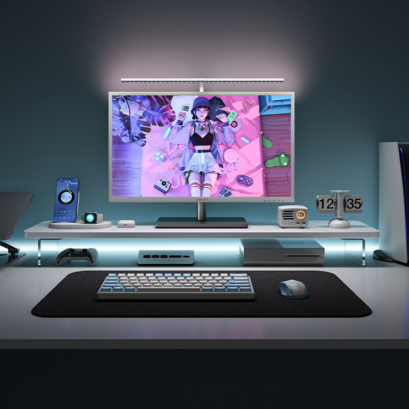 Acrylic Floating Laptop Stand Desktop Transparent Storage Rack Monitor ...