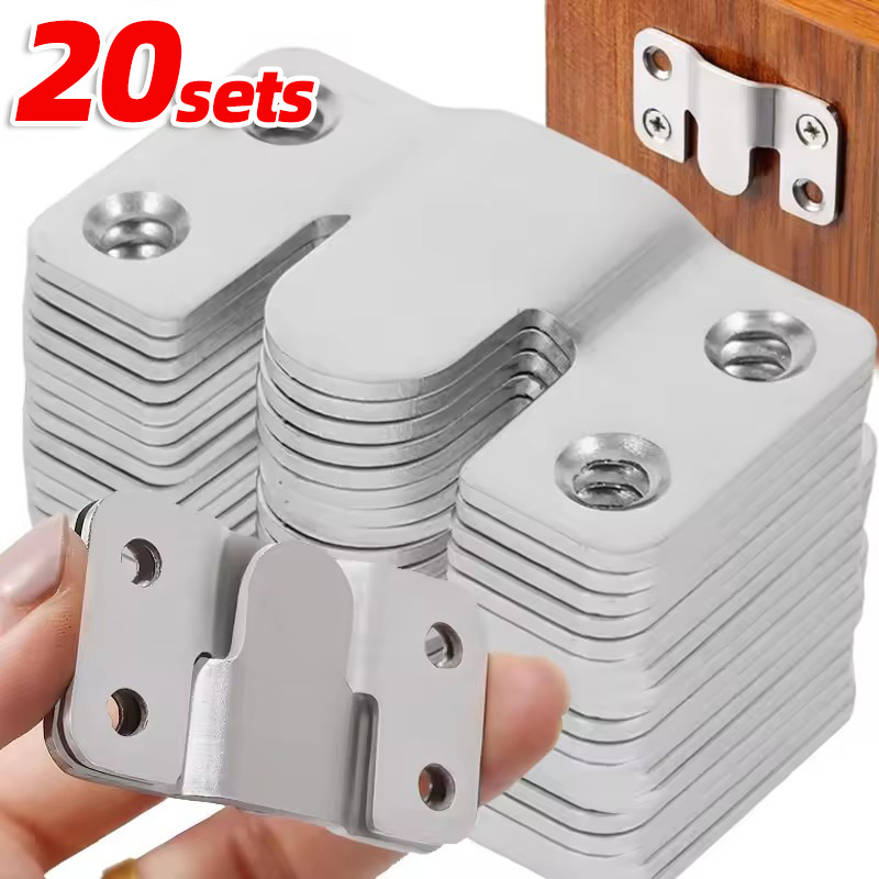 3/5/10/20Pairs Insert Picture Frame Hangers - Stainless Steel Interlock ...
