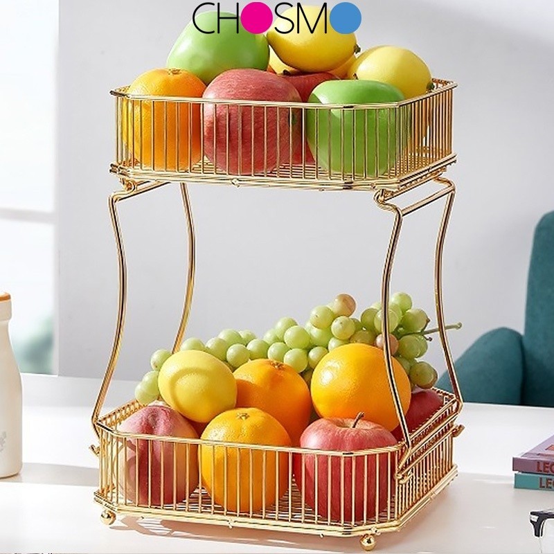 JINGS Double Tier Fruit and Vegetable Basket Rack Premium Gold Living ...