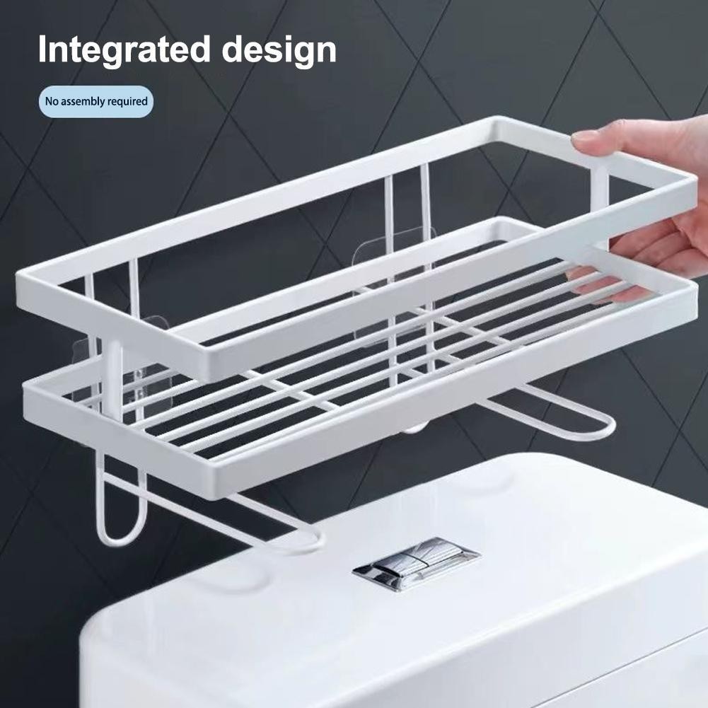 Bathroom Storage Rack Toilet Shelf Rack No Drilling Space Saver ...