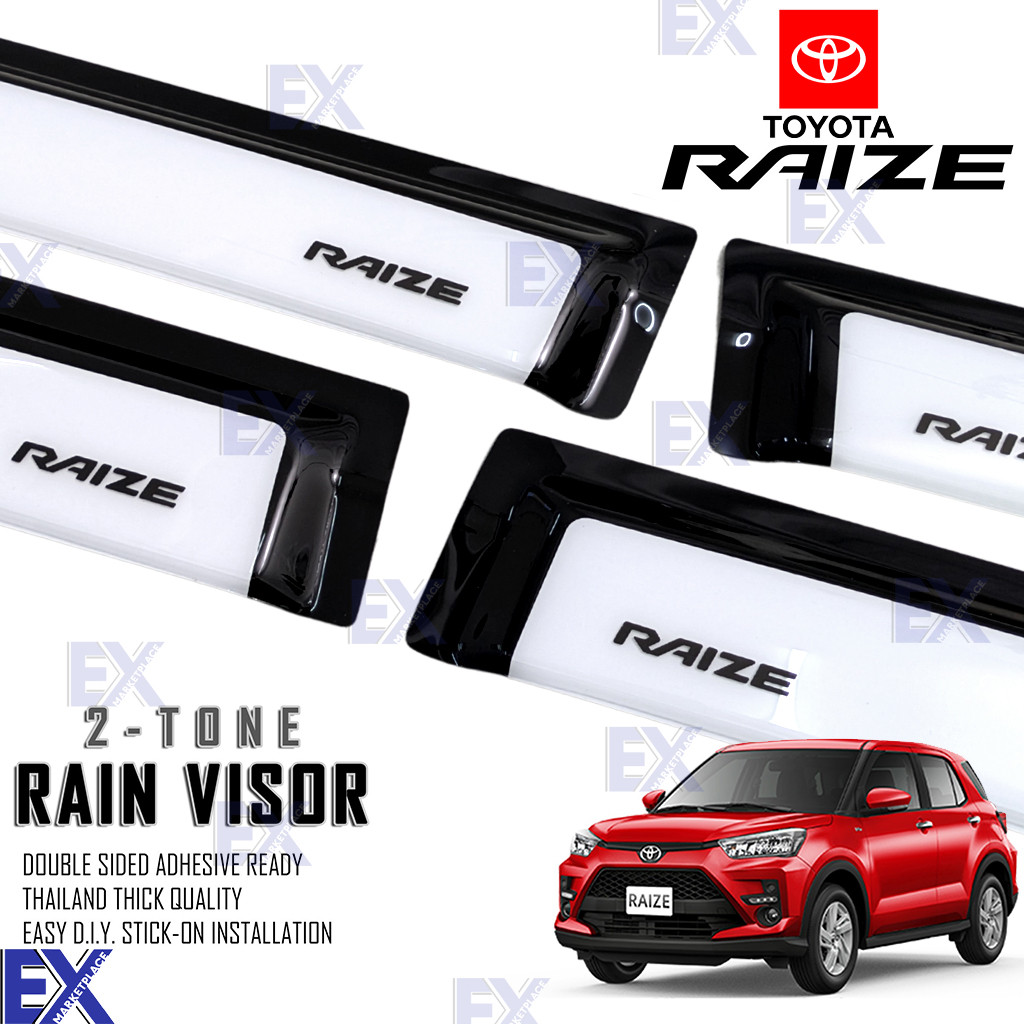 Toyota Raize 2022 to 2025 INJECTION Window Door Rain Visor BLACK WHITE ...