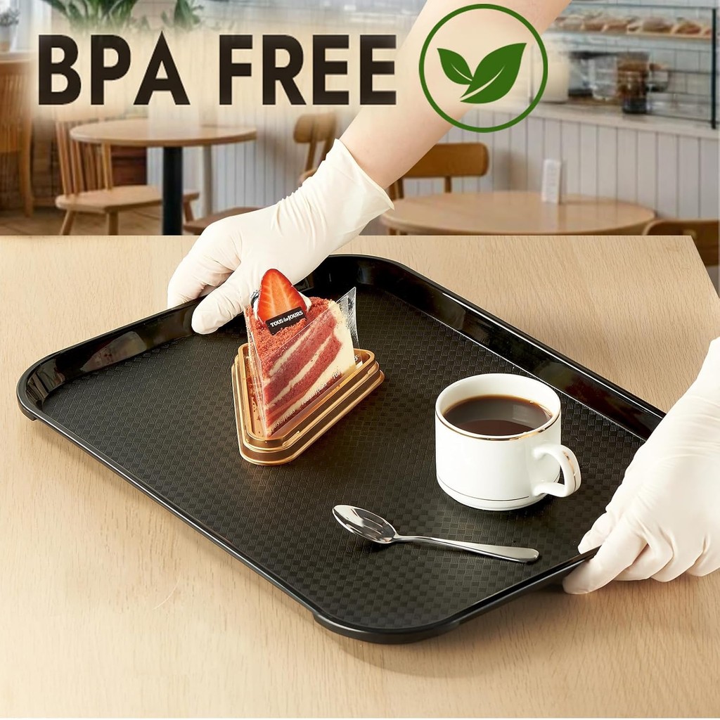 Plastic Fast Food Serving Tray Black Restaurant Serving Trays with ...