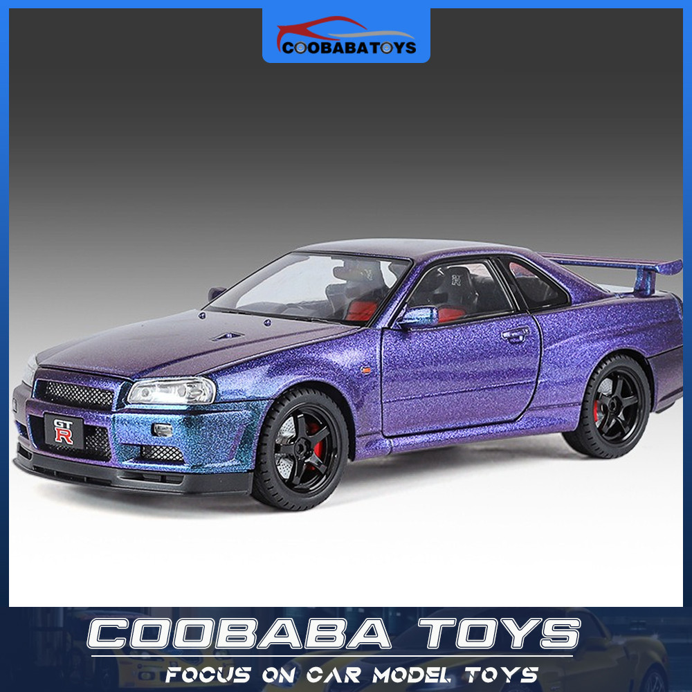 CBB 1:18 Nissan GTR R34 Alloy Diecast Car Model Toy For Kids Boys ...