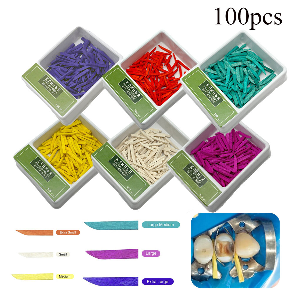 100pcs/Box Dental Wooden Wedges Interdental Contoured Dental Wedges ...