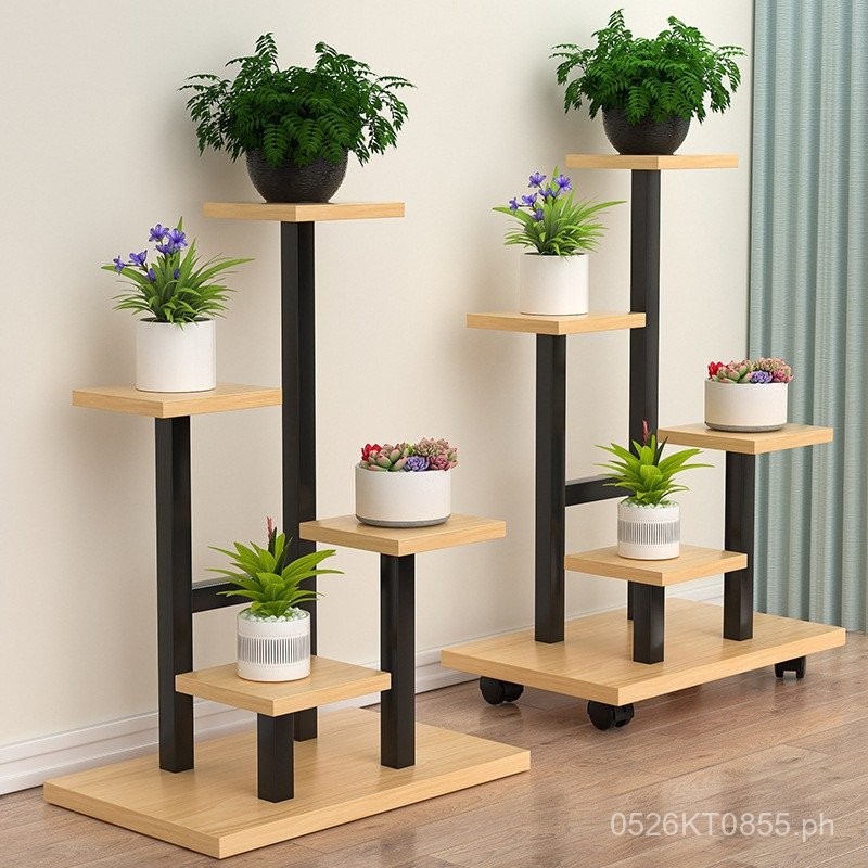 Storage Rack Flower Stand Floor Iron Art Movable Multi-layer Balcony ...