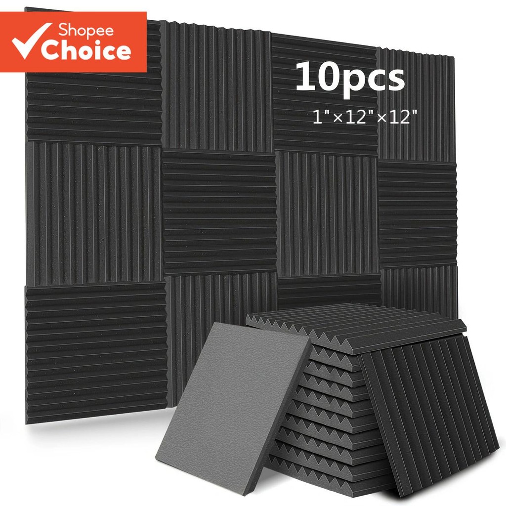 10pcs Studio Acoustic Foam Soundproof Wall Panels Wedges Absorption ...