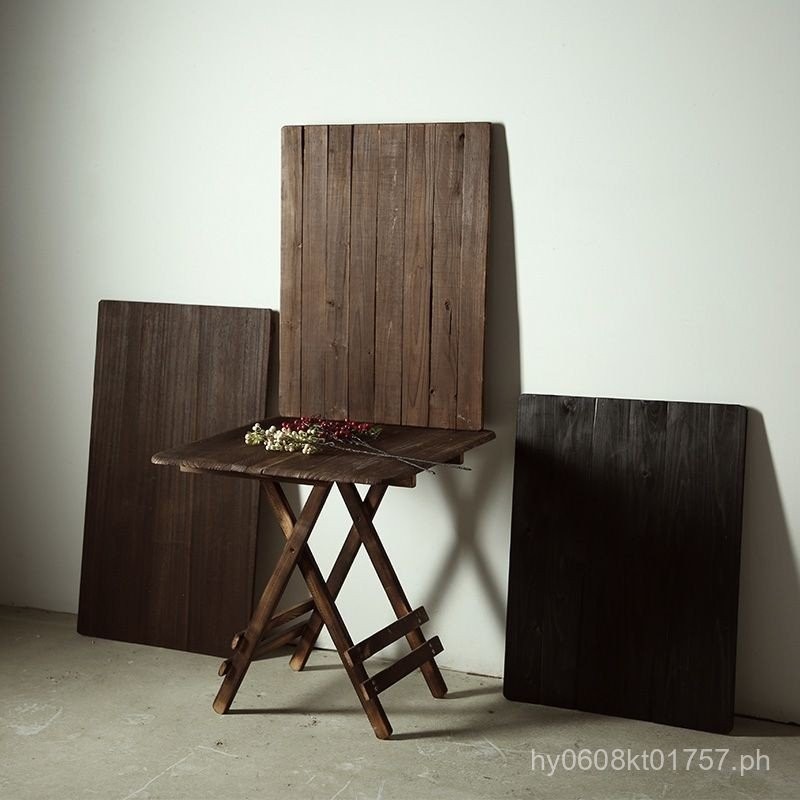Round Dining Table Old Wood Board Vintage Food Photography Folding ...