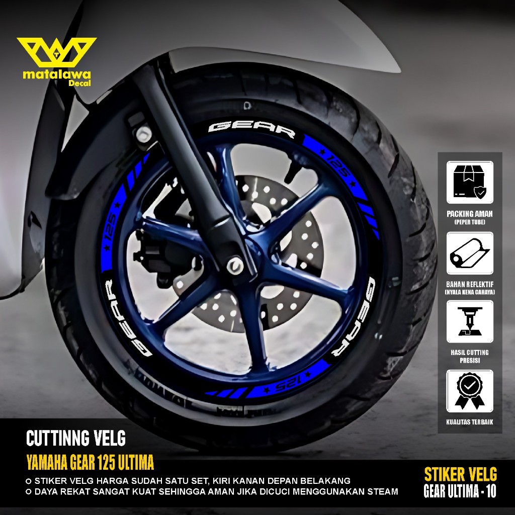 Yamaha GEAR 125 Ultima Racing Rim Cutting Stickers Lis Sticker ...