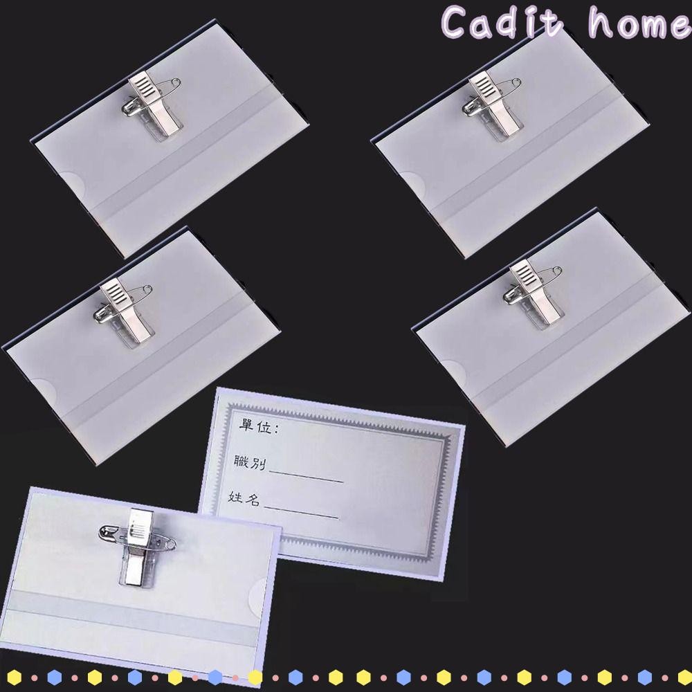 CADIT 10pcs ID Card Holder, Transparent Name Pass Safety Pin Clip ...