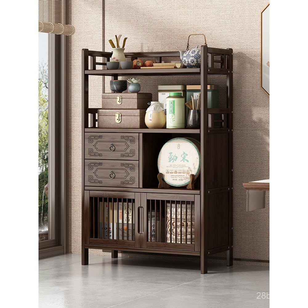 Solid Wood Display Shelf New Chinese Style Tea Cabinet Storage Rack Tea ...