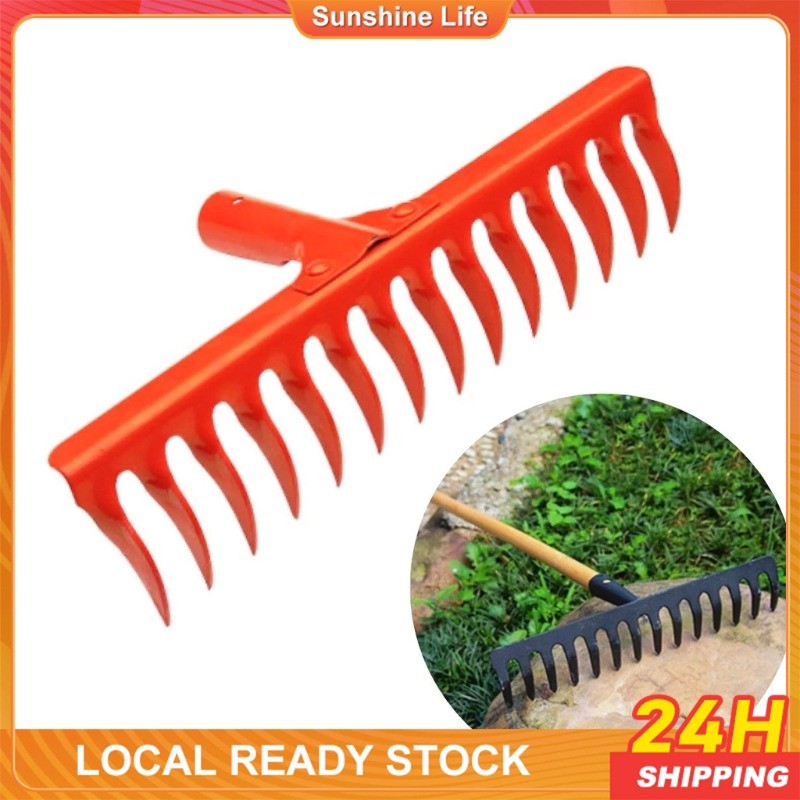 12 Teeth Carbon Steel Rake Head For Garden Loose Soil Dry Grass Leaves ...