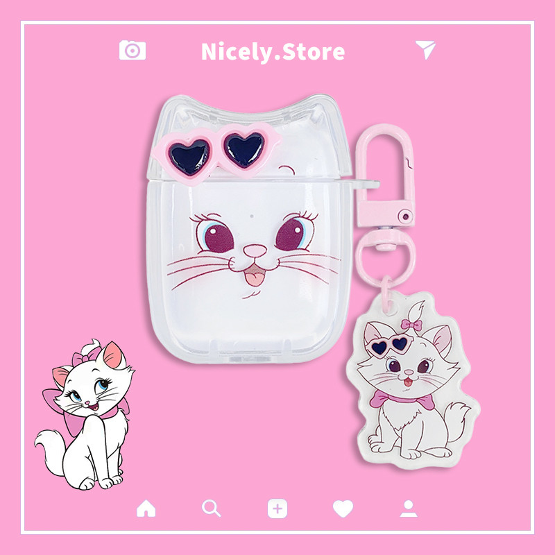 Lovely Disney Marie Cat Wireless Bluetooth Earphone Case Compatible for  Airpods Airpod Pro Pro2 Air Pods Pendant Soft TPU Transparent Shell