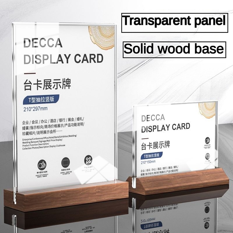 Acrylic Transparent T Shape Menu Paper Display Stand Picture Frame with ...