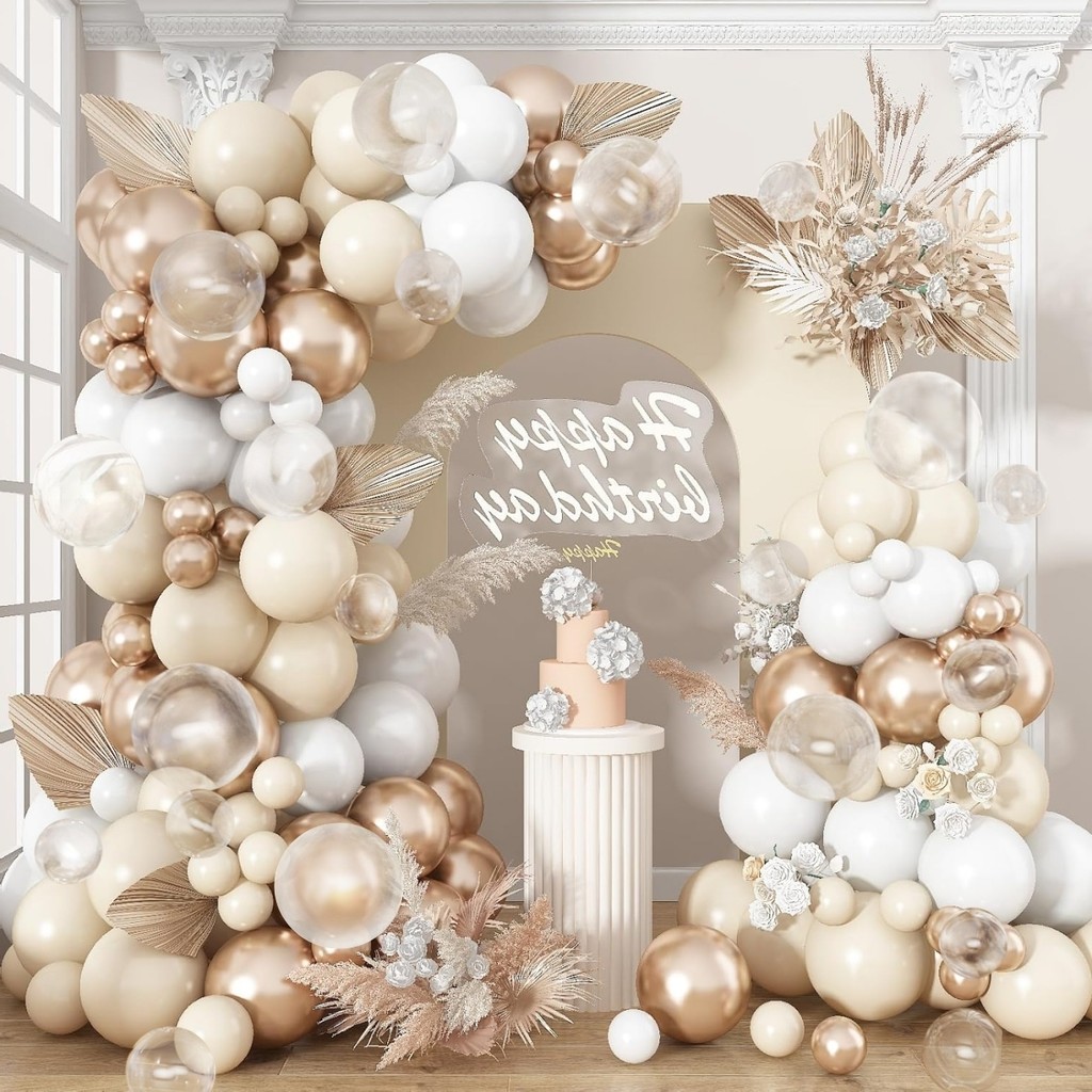 Sand White Gold Balloon Arch Kit Garland Metallic Neutral Nude Birthday ...