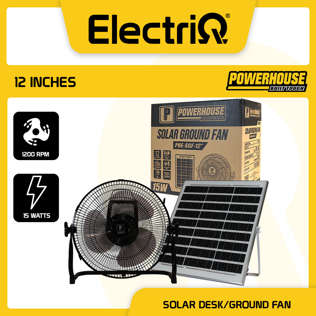Electriq | Powerhouse Electric Solar Desk/Ground Fan Electric Fan with ...