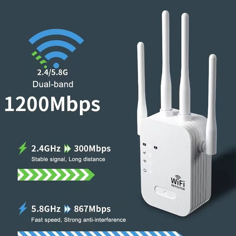 Dual Band Fast Wifi Repeater 1200Mbps WiFi Repeater Wireless