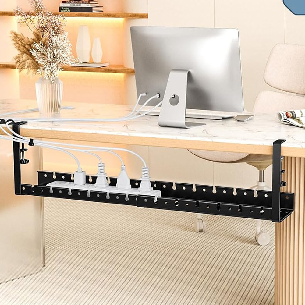 Retractable Under Desk Cable Management Tray Clamp Mounted for Home ...